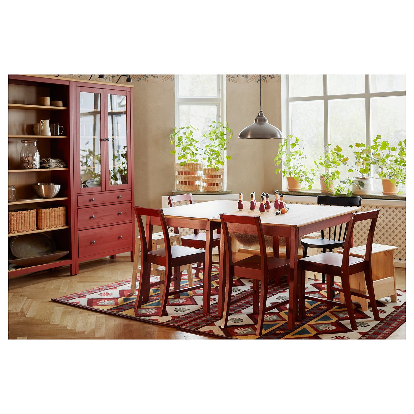 PINNTORP / PINNTORP dining table and 4 chairs, light brown stained