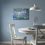 PJÄTTERYD water lilies wall art above round table with chairs & pendant light