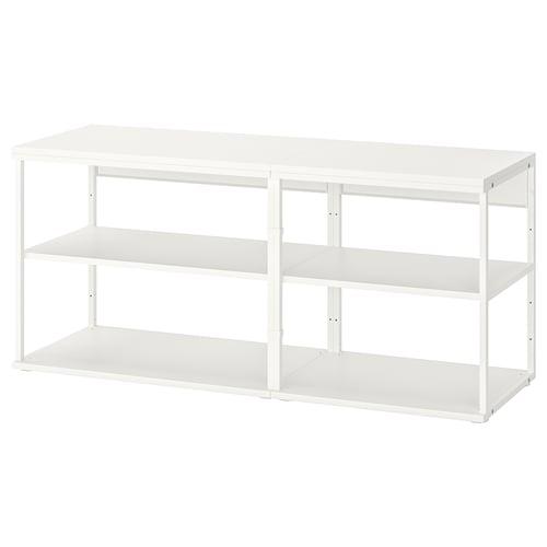 PLATSA, white, modular shelf unit, metal & particleboard, rectangular, minimalist design.