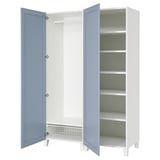 Blue & white PLATSA storage cabinet with doors & hanging rod.