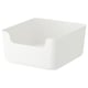 Option: White plastic storage box, square shape, rounded corners.