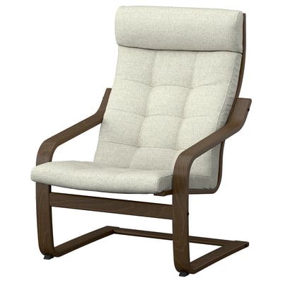 POÄNG armchair, cream, wooden, high back, cushioned, comfy.