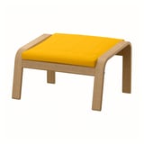 Yellow cushion on wooden frame, square seat, minimalist design.