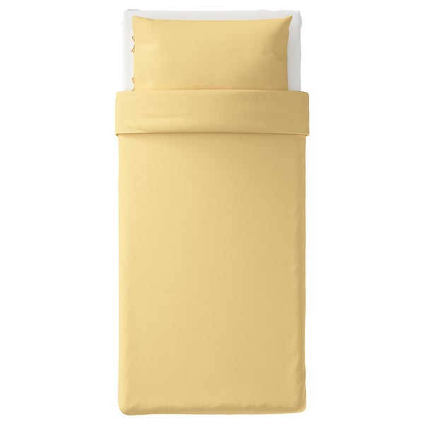 PUDERVIVA Quilt cover and pillowcase, light yellow, 150x200/50x80 cm
