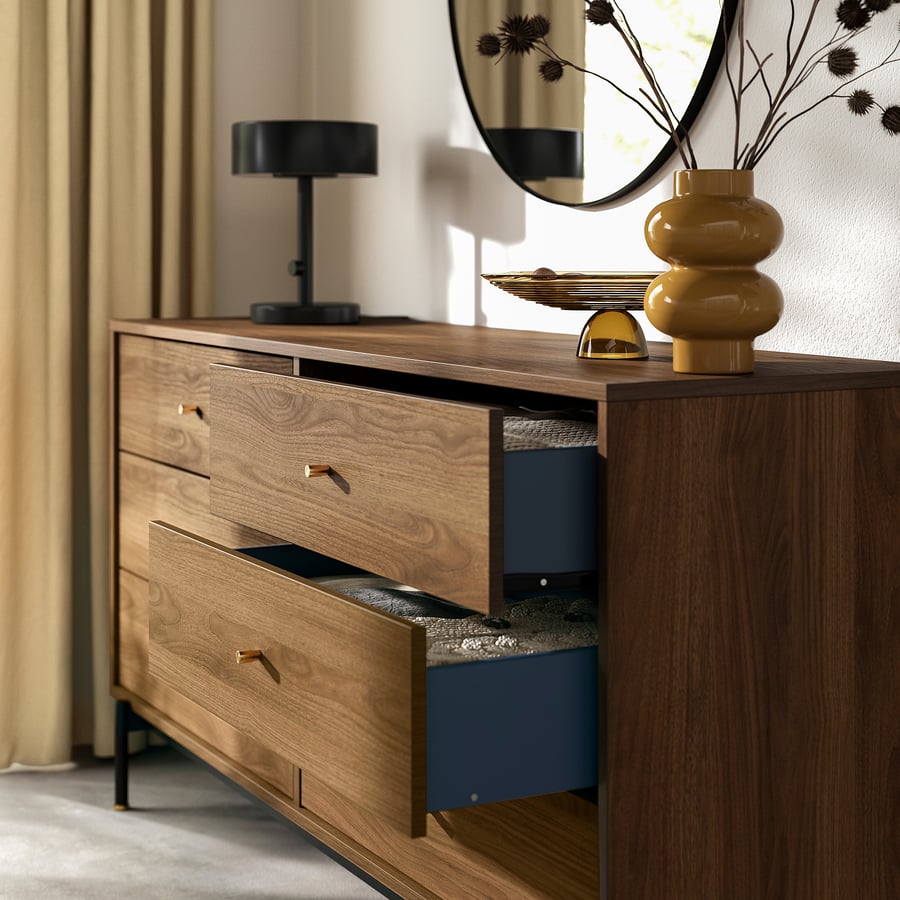 RÅDMANSÖ chest of 6 drawers, brown walnut effect, 159x48x81 cm - IKEA ...
