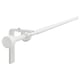 White RÄCKA curtain rod, adjustable, angled holder, metal & plastic, sleek design.