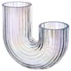 Option: A RÄFFELBJÖRK glass vase, clear with a rainbow shimmer, featuring a flowing, grooved design, perfect for flowers or as a decorative sculpture.