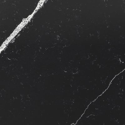 Black quartz wall panel with sleek, precision-crafted edges; smooth, non-porous surface showcasing subtle veining, resistant to stains and scratches.