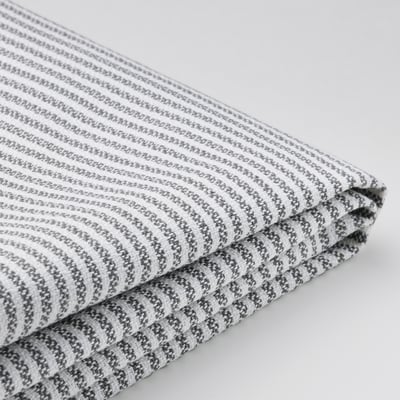 This image shows neatly folded RAMNEFJÄLL bed cover, striped texture, clean and crisp fabric, ready for use.