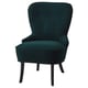 REMSTA armchair, dark green, velvet upholstery, curved back, wooden legs.
