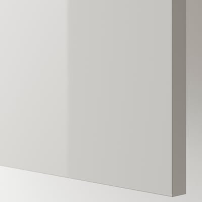 RINGHULT cabinet fronts: grey, glossy, manufactured wood, modern design. Easy to clean, durable.