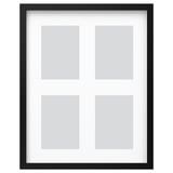 Black RÖDALM photo frame; square section, modern style, holds 4 photos, versatile mounting.