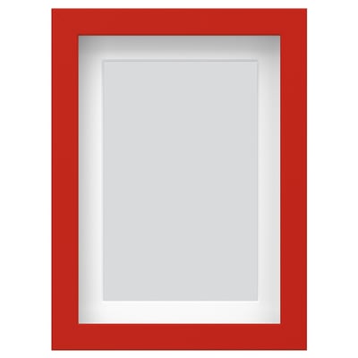 Red RÖDALM frame, rectangular, modern design, with clear front protector, holds photos vertically or horizontally.