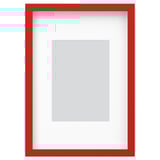 Red RÖDALM picture frame, rectangular, modern design with white inner mount.