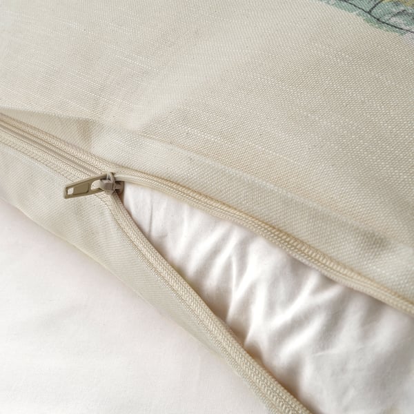 Zipper detail of ROTFJÄRIL cushion cover, showing easy removal feature.