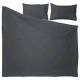 RUNDHAGTORN charcoal bedding set, gray, linen-cotton, neat folded, rectangular.