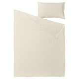 Beige duvet set, wrinkle-chic linen-cotton blend, clean minimal design, includes one duvet cover, one pillowcase.