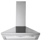 Stainless steel range hood RYTMISK, modern design with central chimney and led light.
