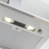 Modern stainless steel range hood with led lighting. Quality design, clean look.