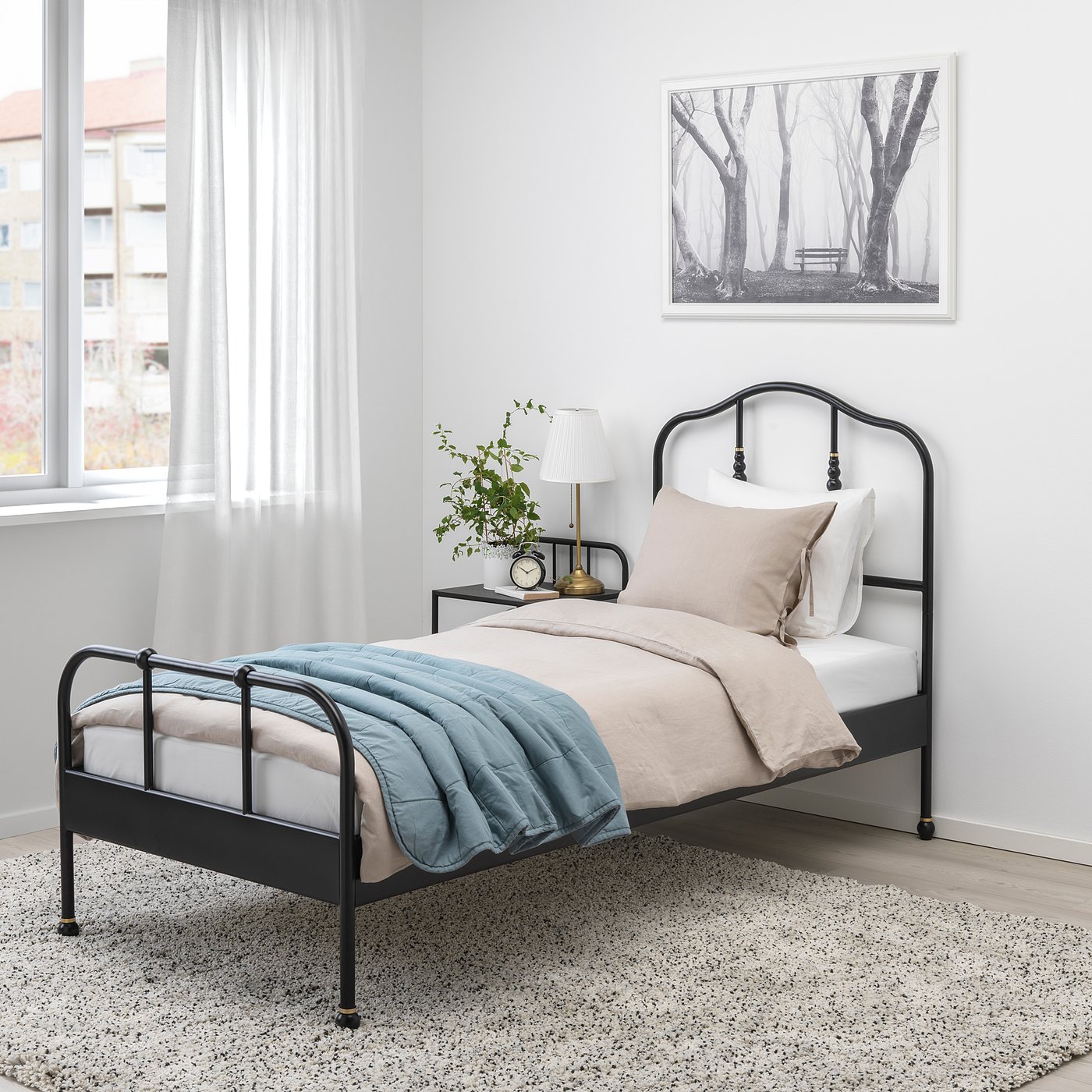 SAGSTUA Bed frame, black, Luröy, Standard Single IKEA Ireland