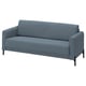 Blue SALTMYRAN sofa, modern and sleek with metal legs, padded seats, deep cushions, perfect for cosy relaxation.