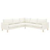 A white corner sofa, SALTSJÖBADEN. It has a modern design with light fabric and wooden legs.