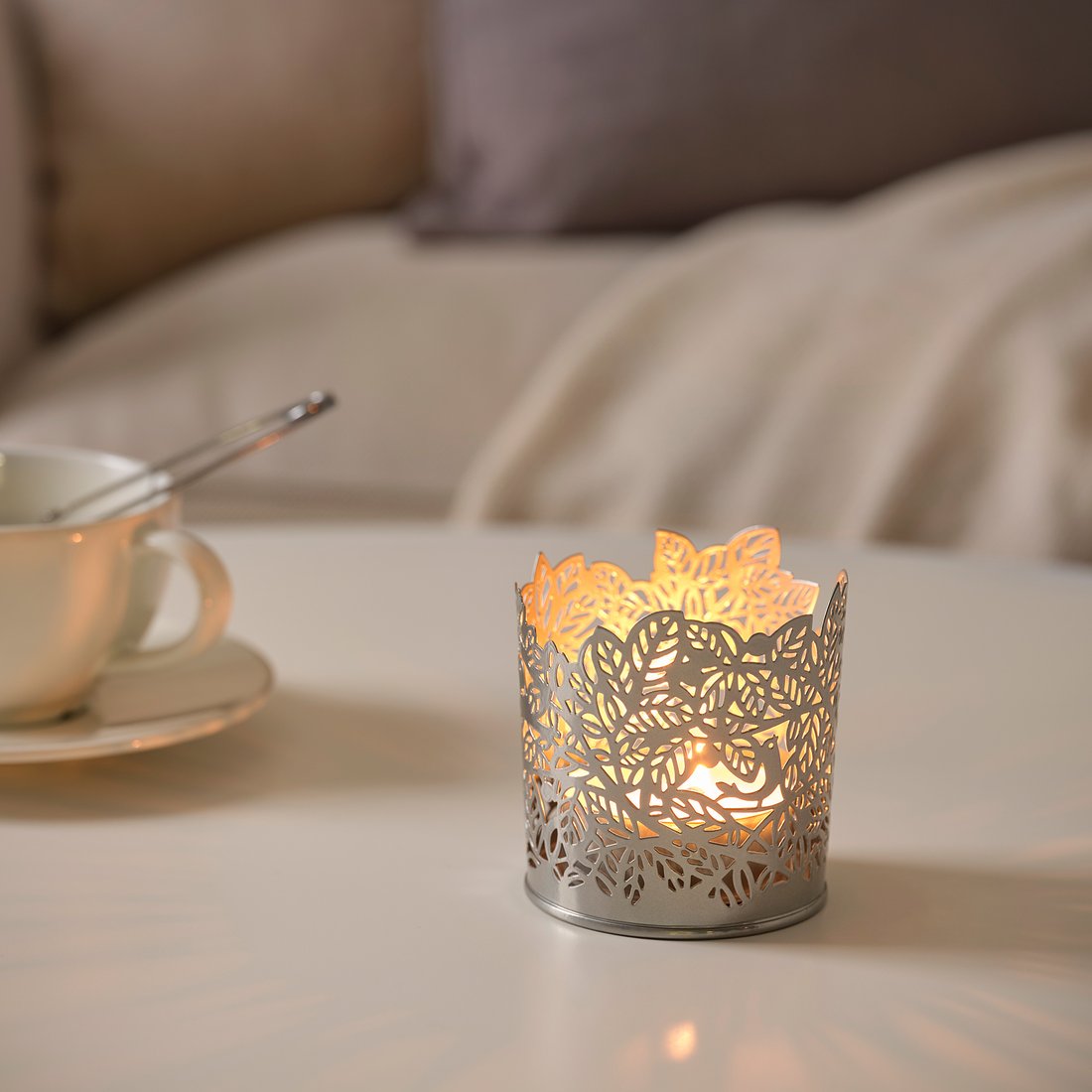 SAMVERKA Tealight holder, silvercolour, 8 cm IKEA Ireland
