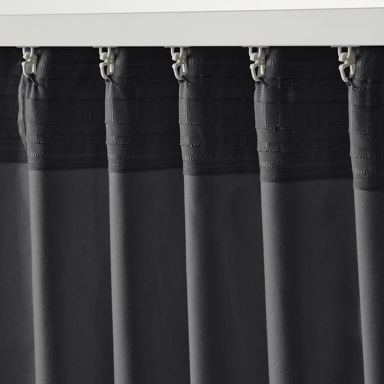 SANELA curtains, 1 pair, dark grey/with heading tape, 140x250 cm - IKEA ...