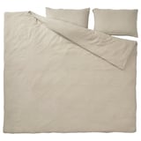 SCHERSMIN duvet set in neutral muslin cotton. Includes duvet and two pillow covers with envelope closures. Soft, breathable, gots certified.