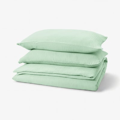SCHERSMIN Duvet cover and 2 pillowcases, pale green, 200x200/50x80 cm