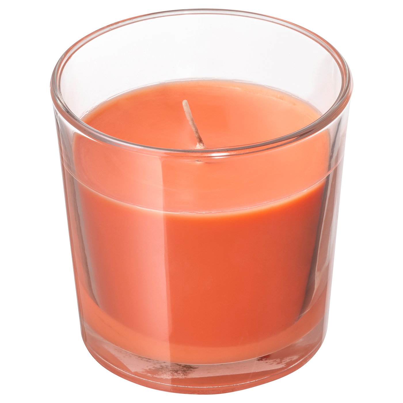 SINNLIG Scented candle in glass Peach and orange/orange 7.5 cm IKEA