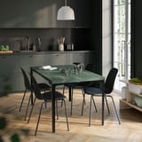 SKÅLSTA Table, dark grey-green marble effect/straight black-grey, 140x80 cm