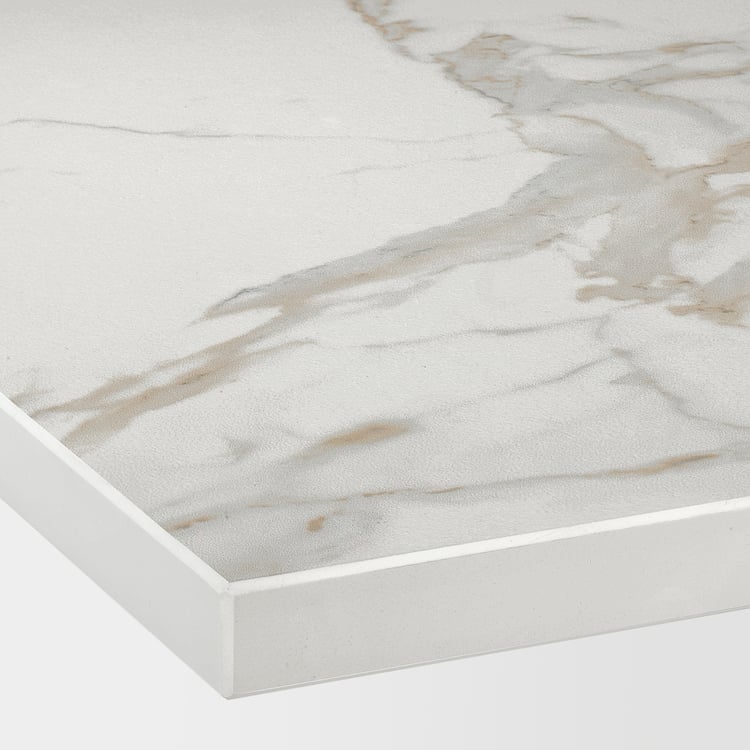 SKARARP custom made worktop, matt white/marble effect ceramic, 1 m²x2.0