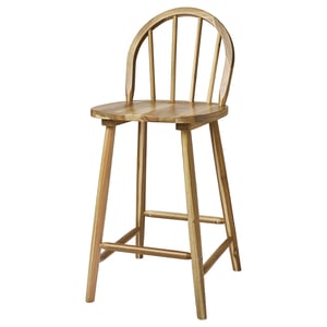 SKOGSTA Bar stool with backrest, counter height acacia, 62 cm