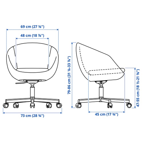 Illustration with measurements for the product: SKRUVSTA.