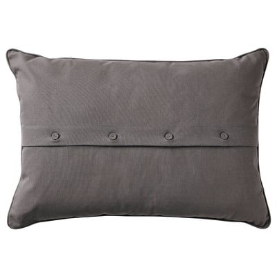 SKUGGNÄVA gray embroidered floral cotton cushion rectangular with button closure.