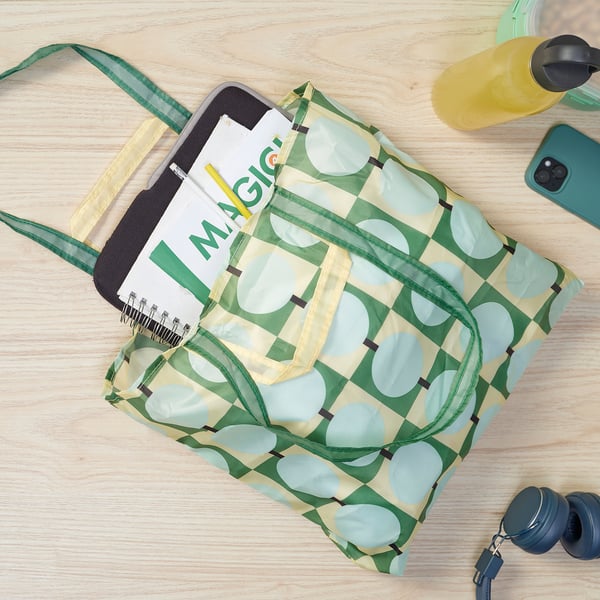 SKYNKE Carrier bag, pale yellow/multicolour, 45x36 cm