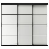 SKYTTA glass door unit, modern sleek black frame, frosted panels, simply stylish.