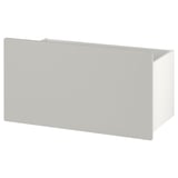White boxy storage unit with angled top and smooth finish.
