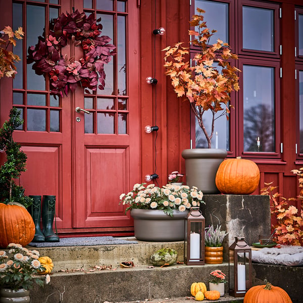 SMYCKA Artificial wreath, in/outdoor red, 65 cm