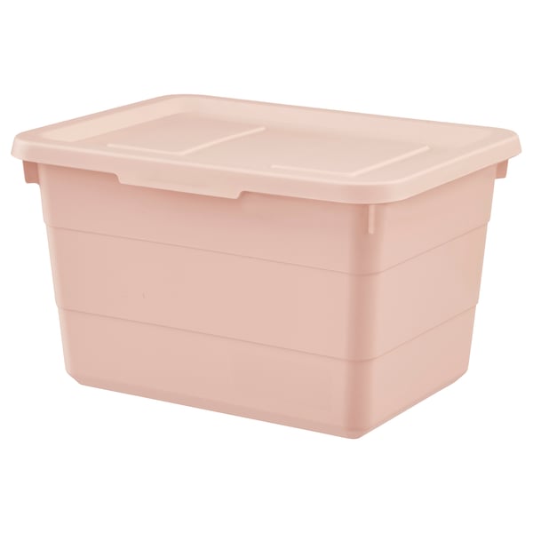 Pink SOCKERBIT storage box, made of plastic, rectangular with lid.