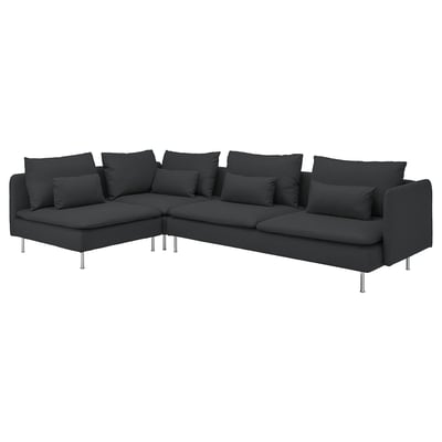 SÖDERHAMN sectional sofa, dark grey, deep seats, high legs, slim lines.