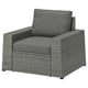 Option: Grey SOLLERÖN wicker lounge chair with thick, easy-clean cushions.