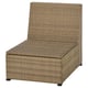 Brown SOLLERÖN wicker chair, woven, black feet. Sleek outdoor seating.