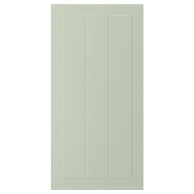 STENSUND green cabinet door, rectangular with grooved panels, smooth lacquered finish.