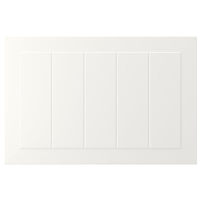 STENSUND white cabinet panel, squared grooves, fiberboard material.