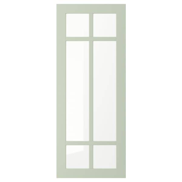 This image a STENSUND green glass door with a rectangular frame and four pane design.