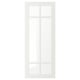 A white STENSUND cabinet door with a frosted glass panel. It has a rectangular shape with a sleek, modern design, suited for kitchen cabinets.