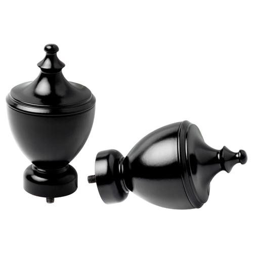 Black urn finials with screws.