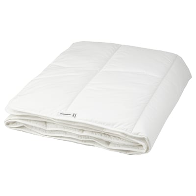 A white STJÄRNBRÄCKA duvet, made from lyocell and cotton, with a soft, rectangular shape and fluffy texture.